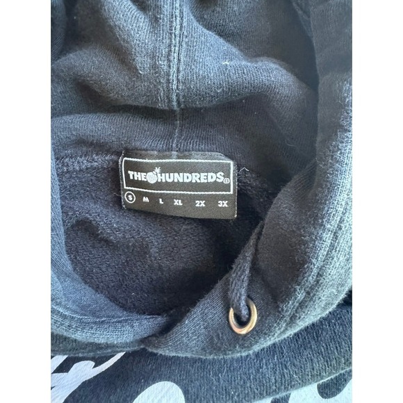 THE HUNDREDS SLANT LOGO pullover hoodie with drawstring Black #439 - Picture 3 of 3